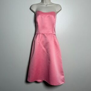 Eden Bridals‎ Pink Satin Strapless Sweetheart Cocktail Dress 10 Bridesmaid Event